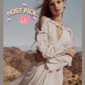 ❤️ SALE ❤️ Free People NWT RARE "The Huxley" Maxi Dress, White Gold Metallic